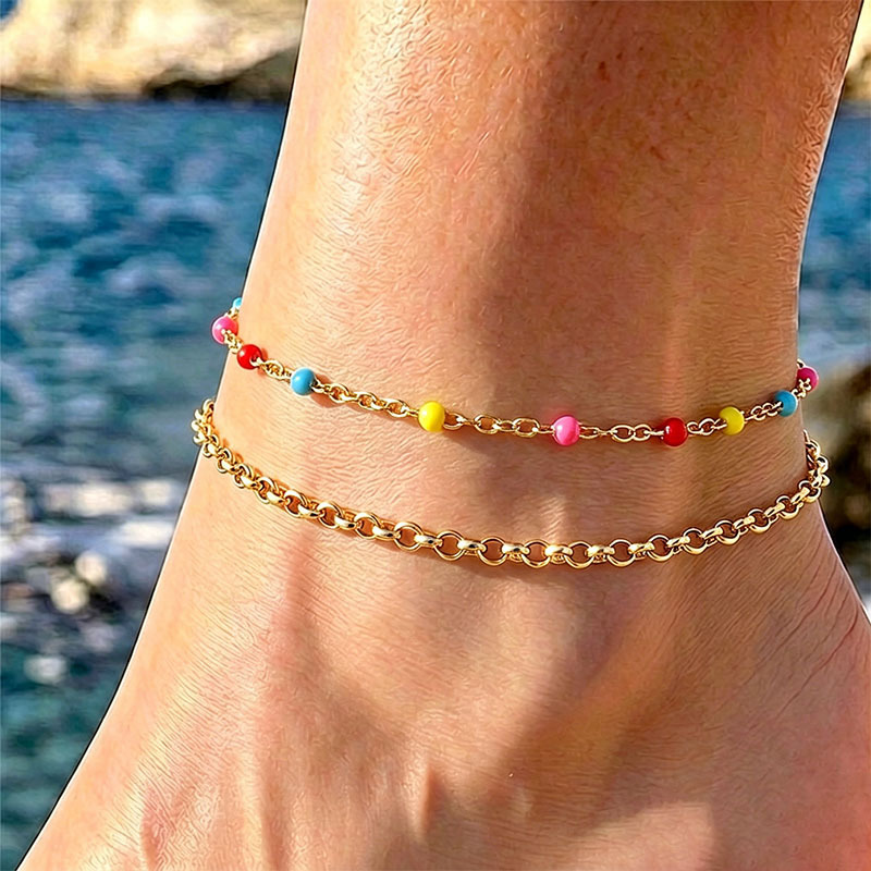 2pcs Wear-Resistant Stainless Steel Anklet Set